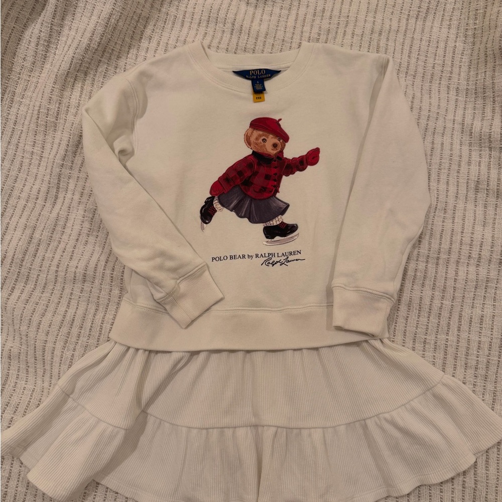 Polo by Ralph Lauren Girls White Polo Bear Sweatshirt Dress